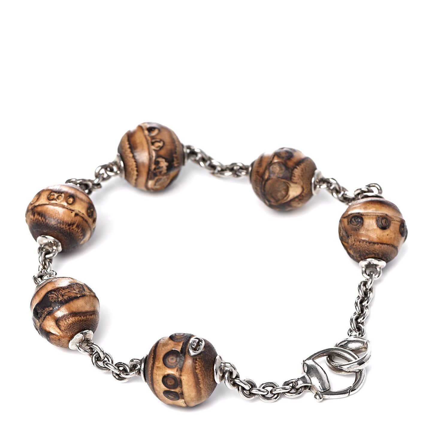 Sterling Silver Bamboo Beaded Horsebit Bracelet