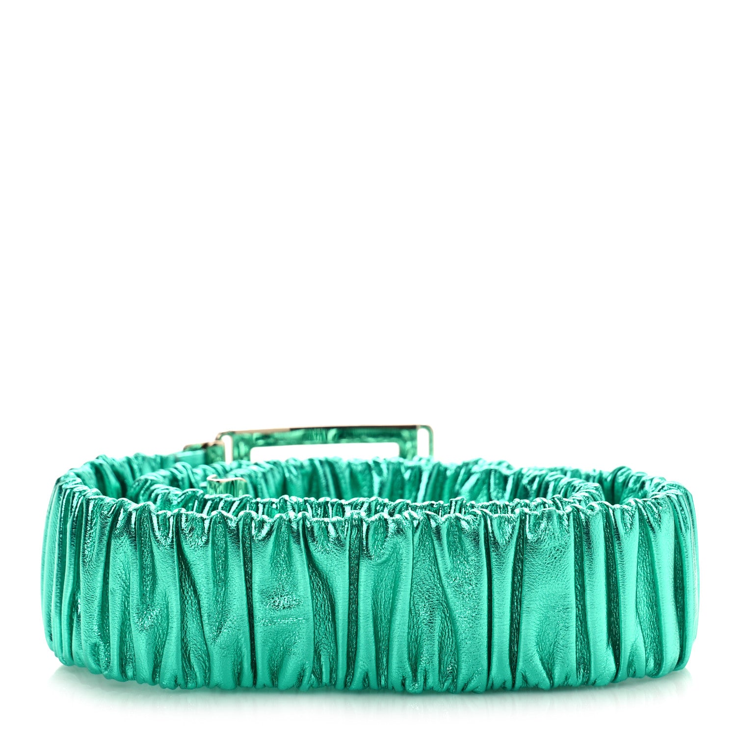 Chanel Metallic Lambskin Ruched CC Belt 75 30 Green 2 of 3