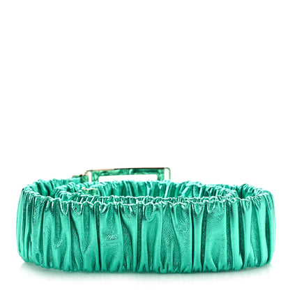 Chanel Metallic Lambskin Ruched CC Belt 75 30 Green 2 of 3