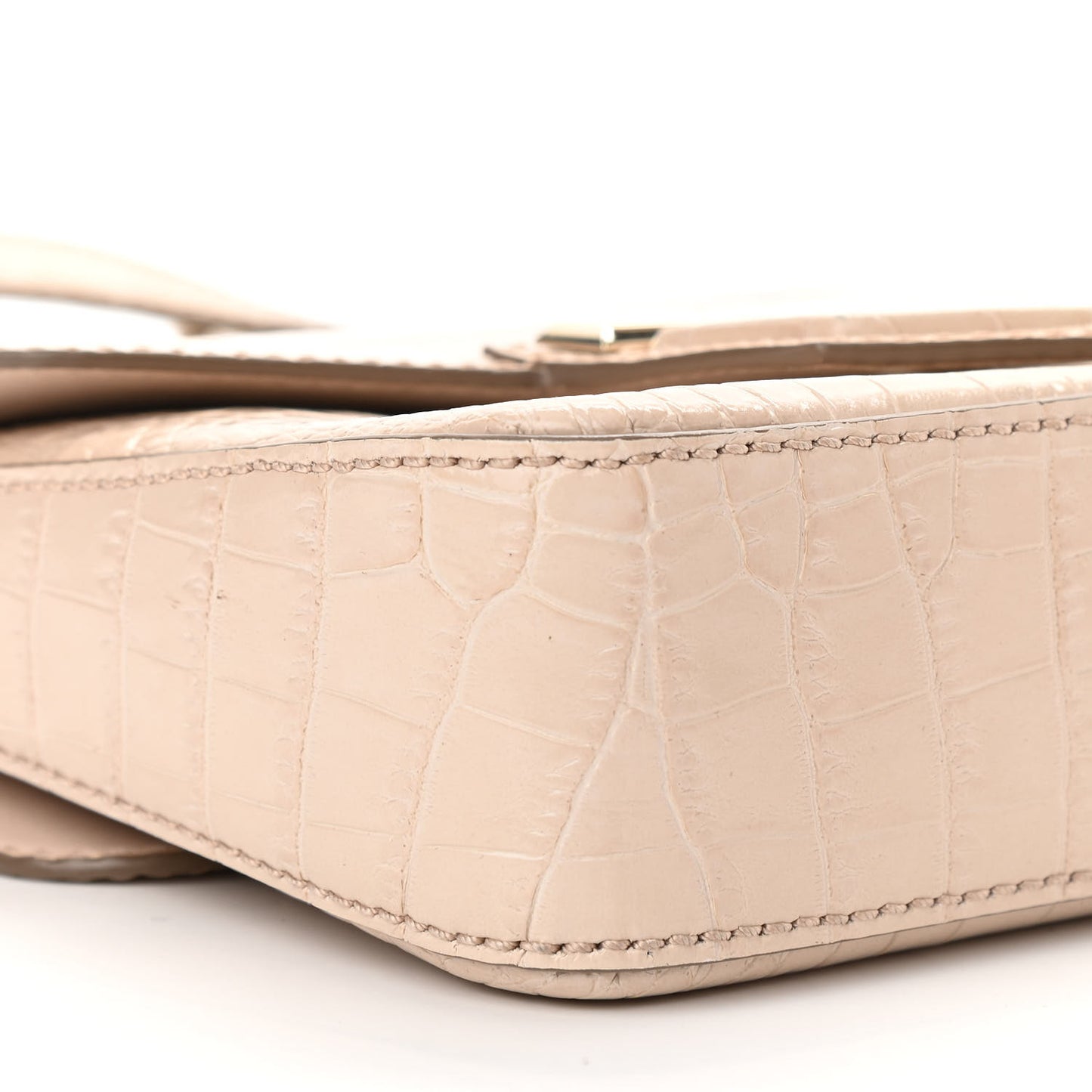 Calfskin Crocodile Embossed Mini Nobile Shoulder Bag Nude Pink