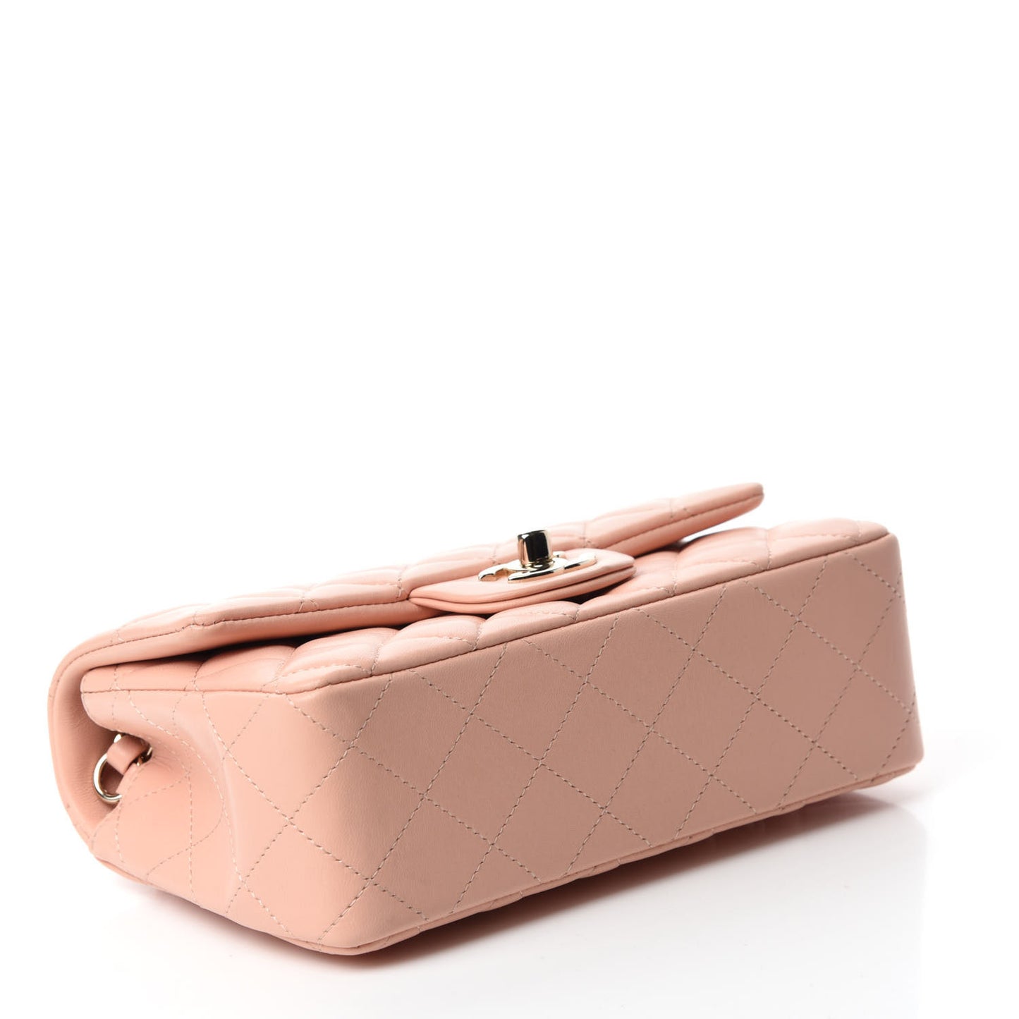 Lambskin Quilted Mini Rectangular Flap Light Pink
