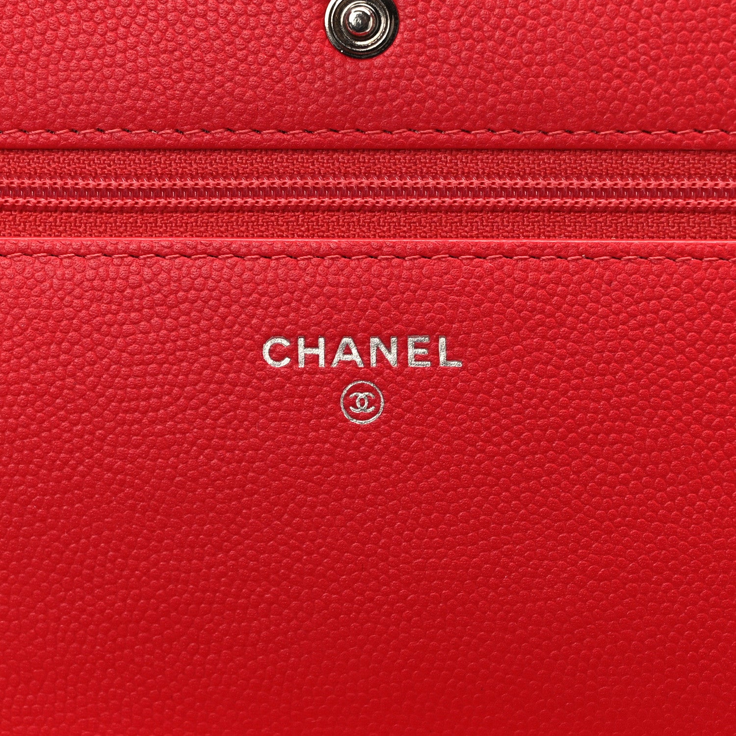 Chanel Caviar Camellia Embossed Wallet On Chain WOC Red 6 of 14