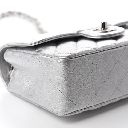 Chanel Metallic Lambskin Quilted Mini Rectangular Flap Silver 6 of 11