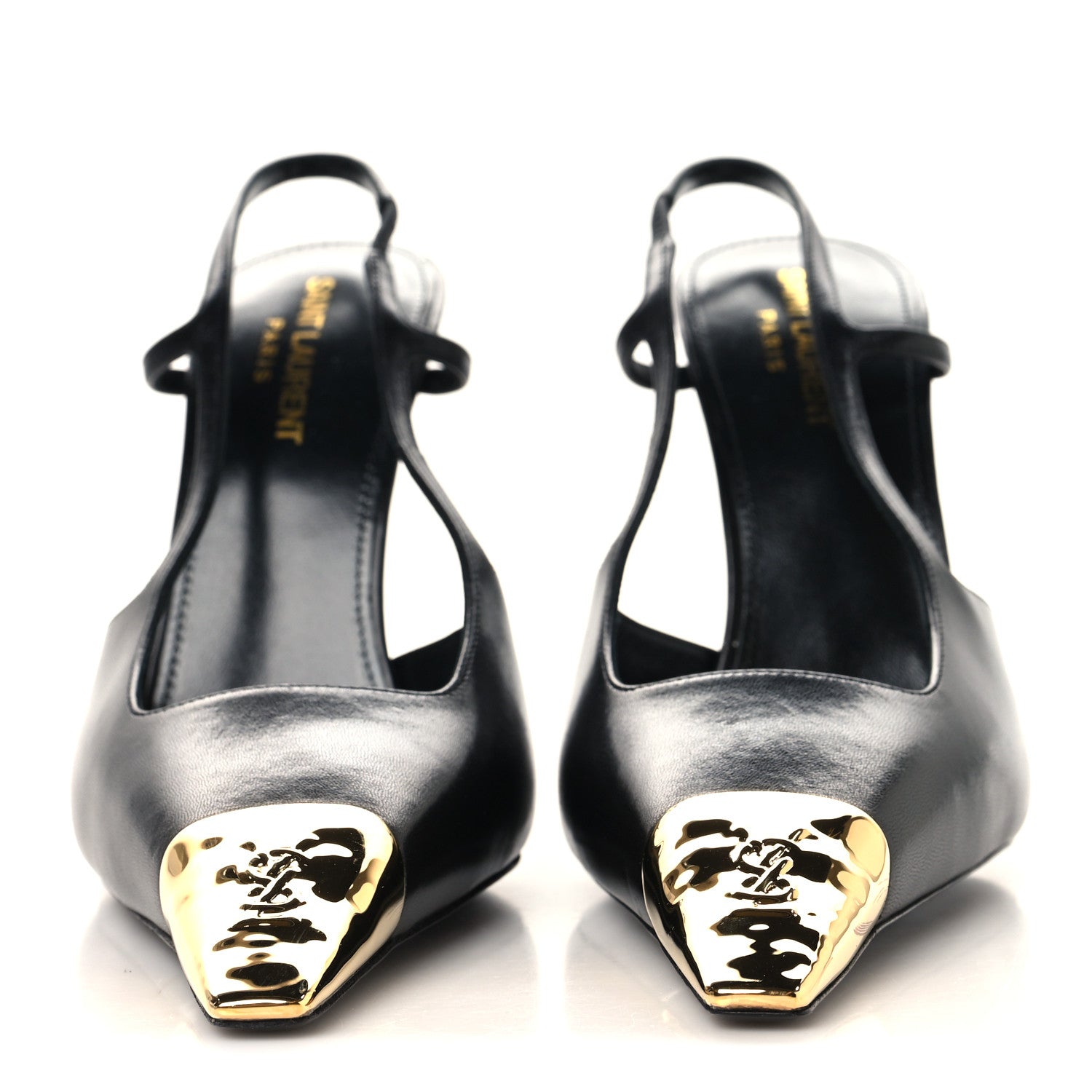 Saint Laurent Smooth Calfskin Jeanne 110 Slingback Pumps 39.5 Black 3 of 9