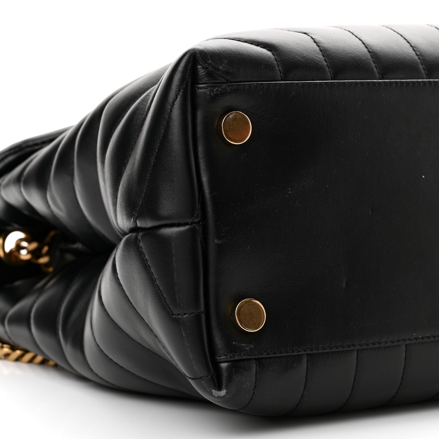 Saint Laurent Calfskin Y Quilted Monogram Large Loulou Chain Satchel Black 9 of 10