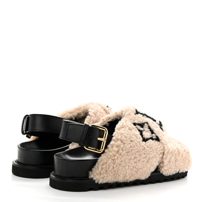 Louis Vuitton Shearling Calfskin Paseo Flat Comfort Sandal 38 Beige 4 of 7