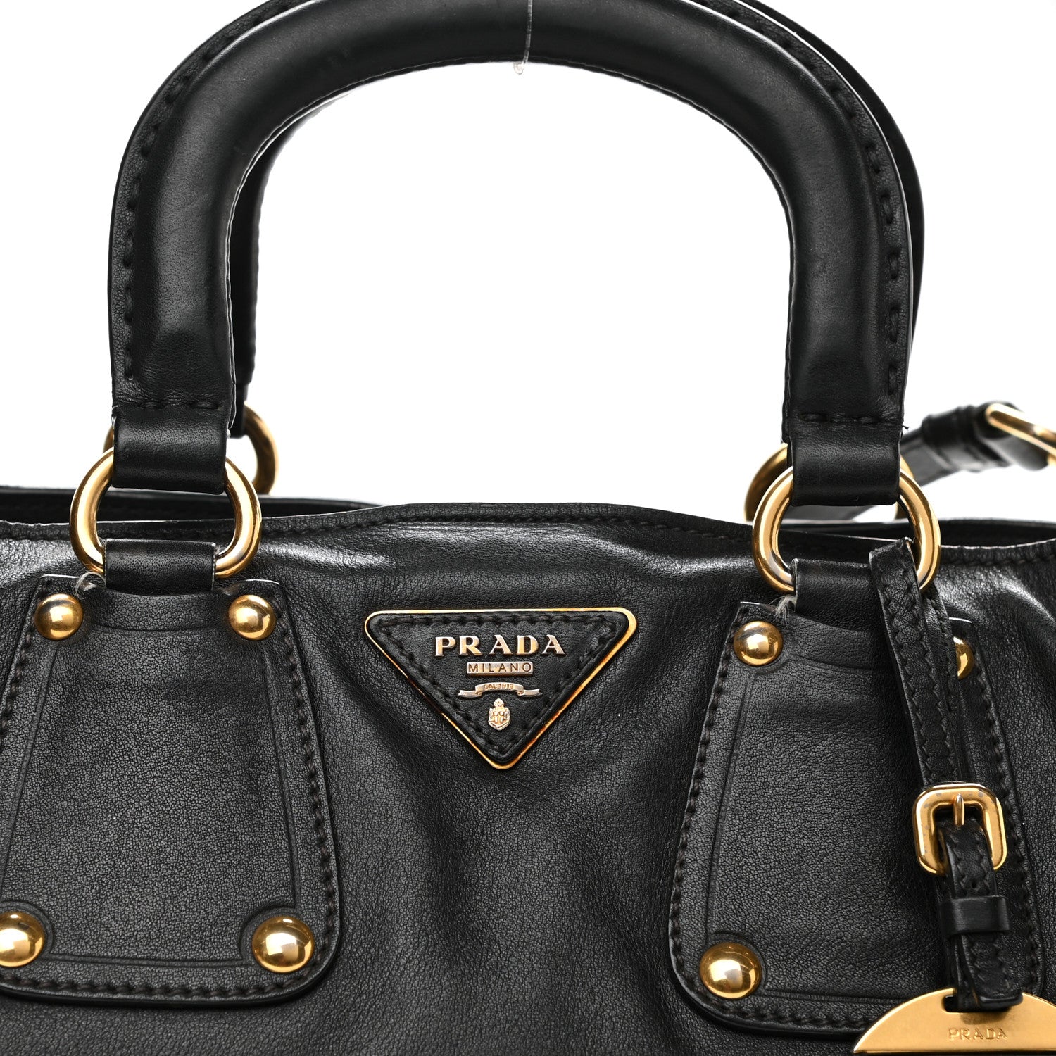 Prada Soft Calf Satchel Black 7 of 12