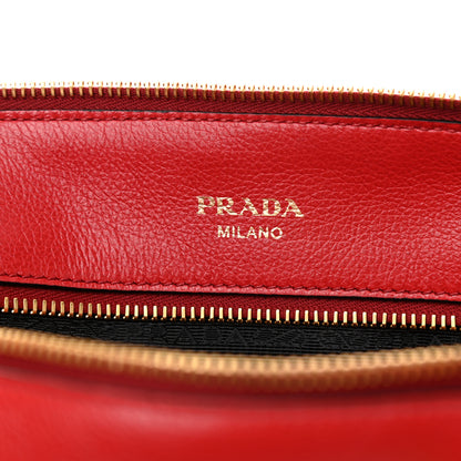 Prada Glace Calfskin Embossed Logo Tote Rosso 6 of 11
