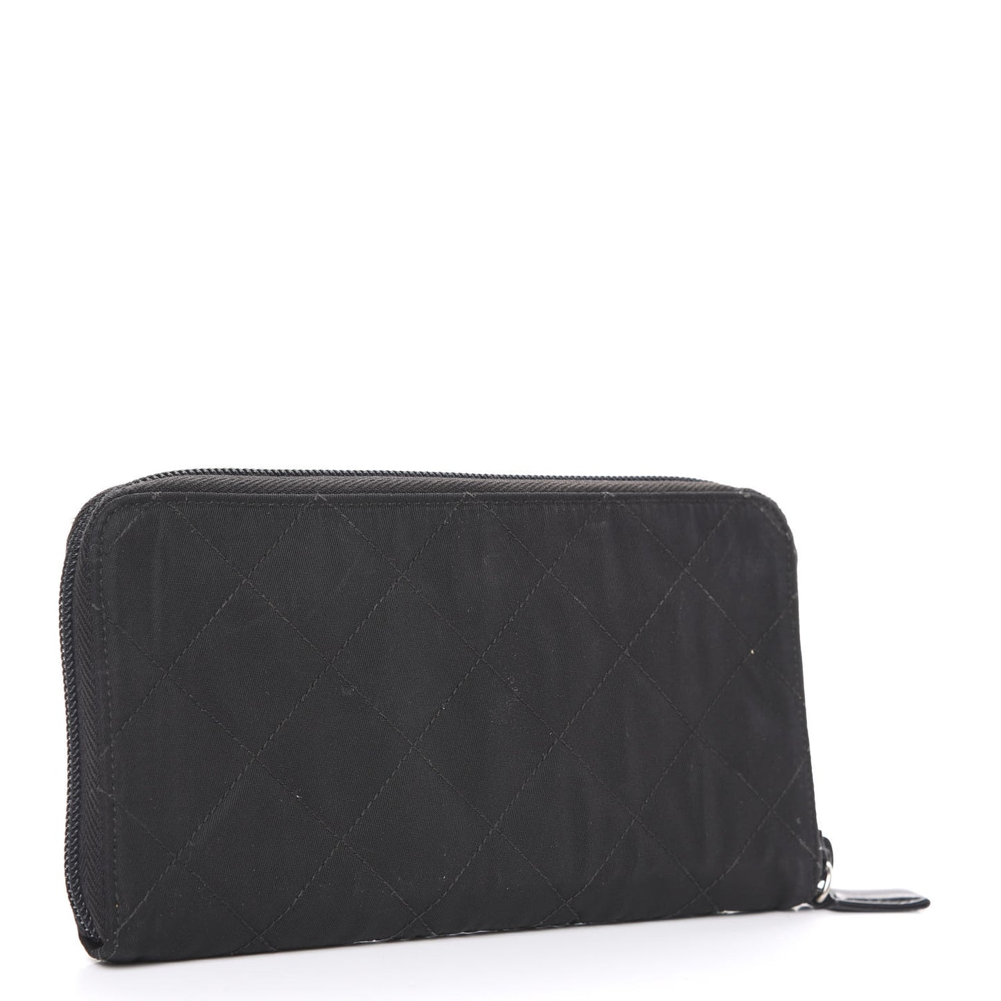 Tessuto Nylon Quilted Zip Around Wallet Black