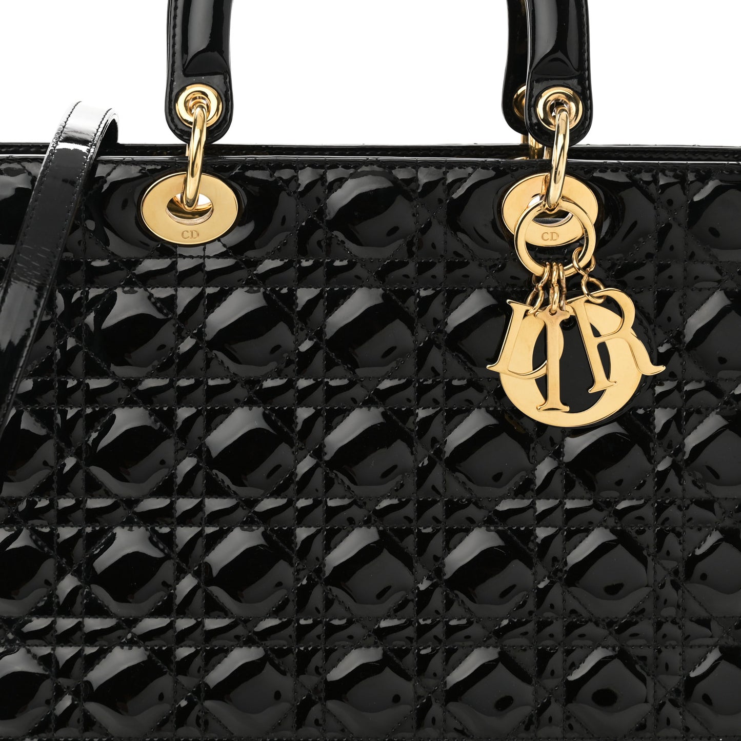 Patent Cannage Large Lady Dior Black