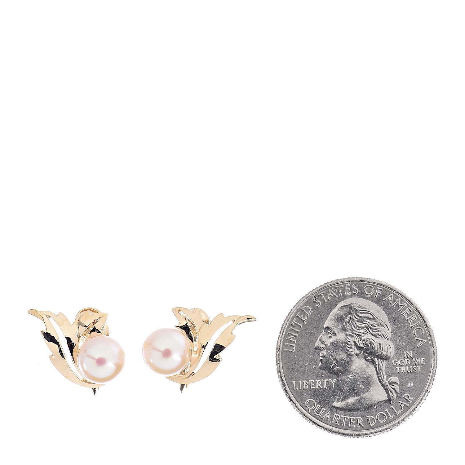 Mikimoto 14K Yellow Gold Akoya Pearl 7-7.5mm Screw-Back Earrings 2 of 4