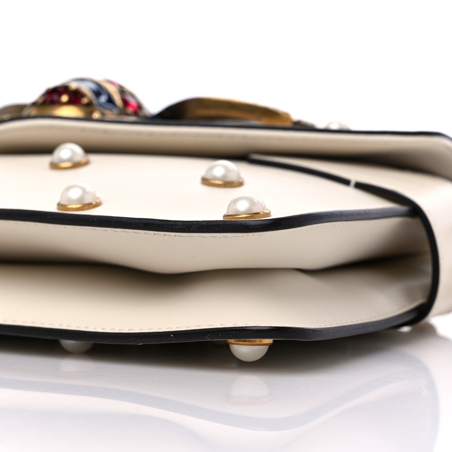 Nappa Pearl Studded Mini Queen Margaret Broadway Shoulder Bag Mystic White