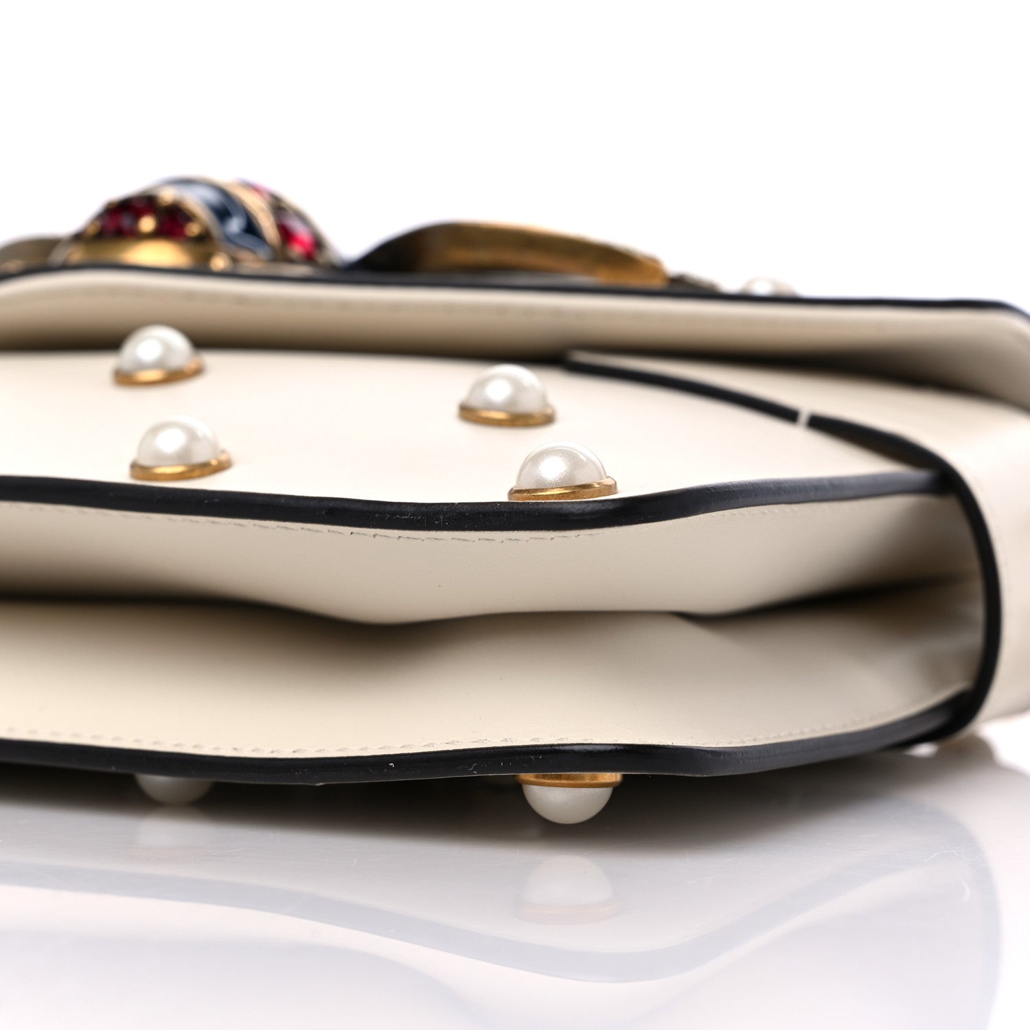 Gucci Nappa Pearl Studded Mini Queen Margaret Broadway Shoulder Bag Mystic White 9 of 14