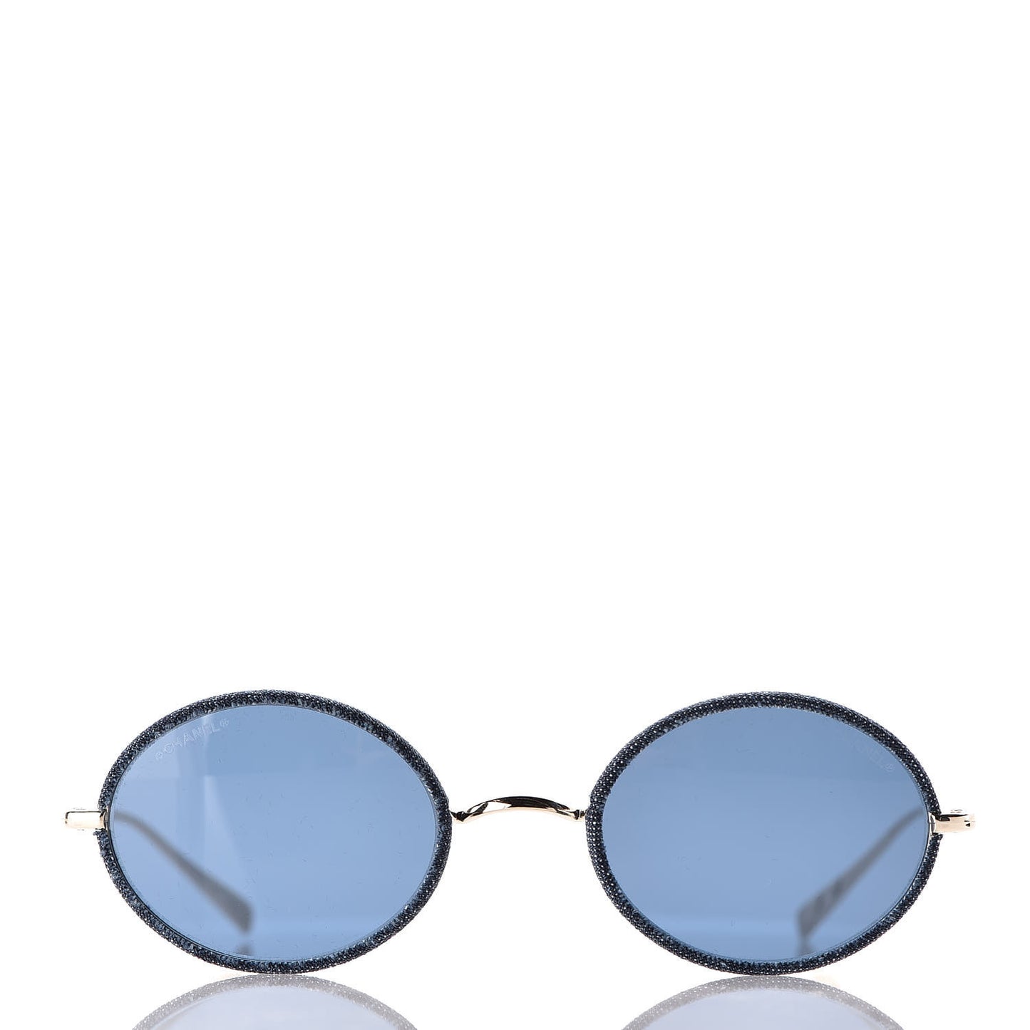Metal Denim Oval Sunglasses 4248-J Gold Dark Blue