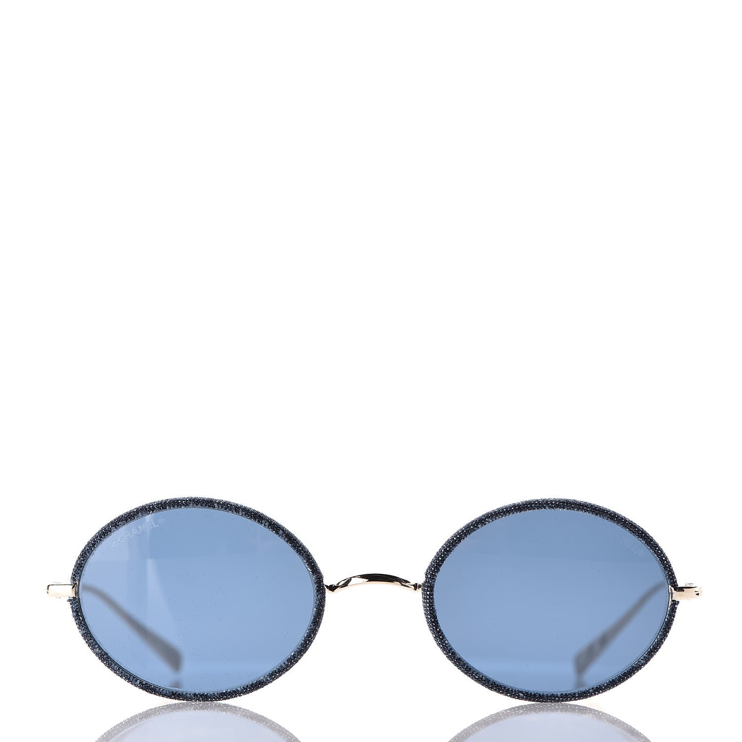 Chanel Metal Denim Oval Sunglasses 4248-J Gold Dark Blue 2 of 9