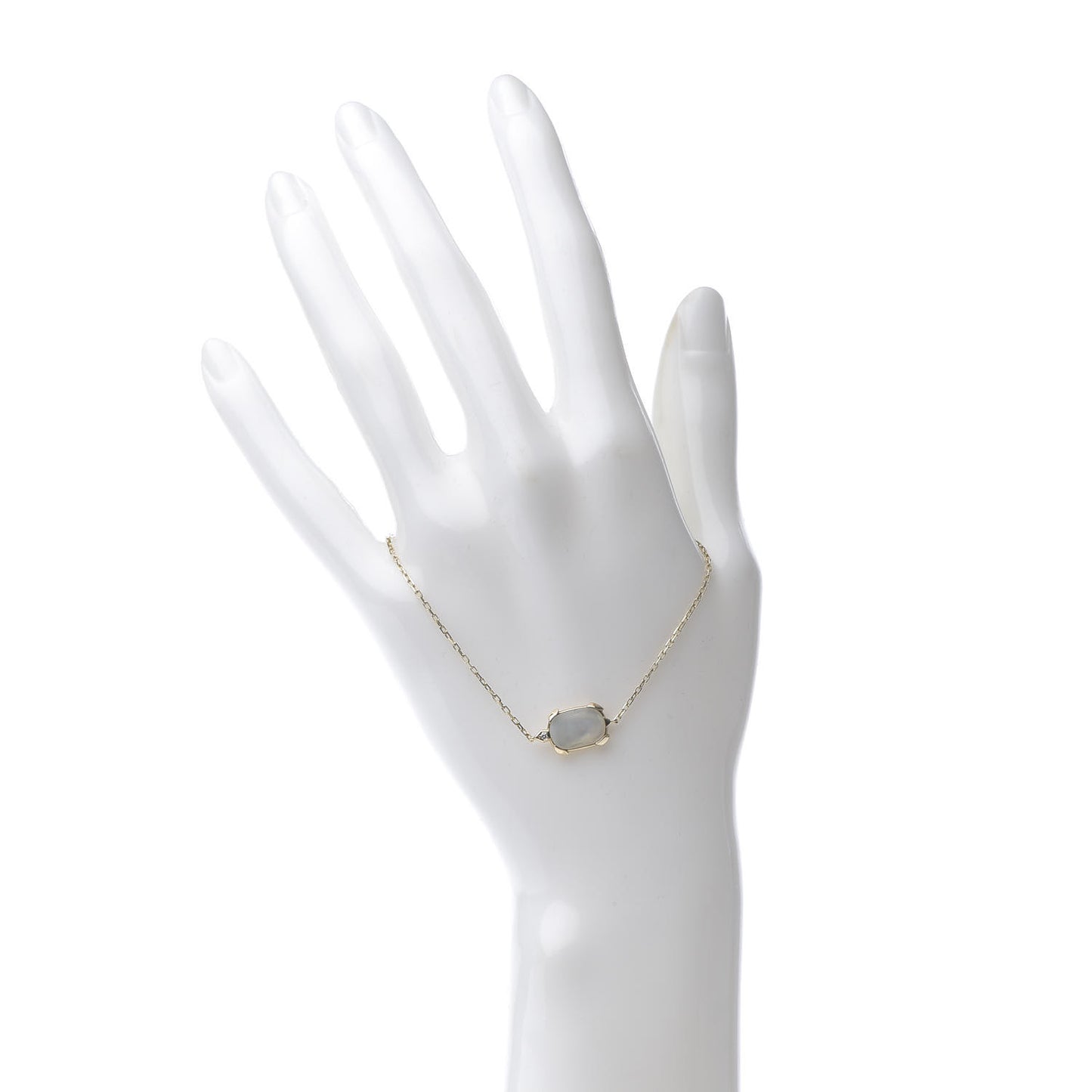 18K Yellow Gold Mother of Pearl Diamond Tortue Charm Bracelet