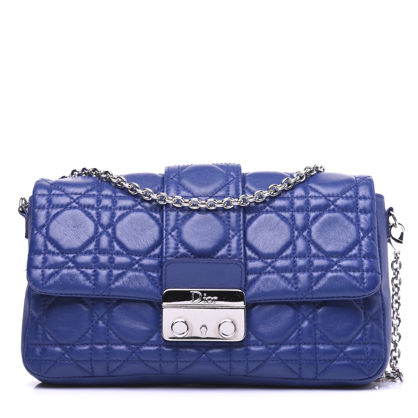 Lambskin Cannage New Lock Pouch Blue