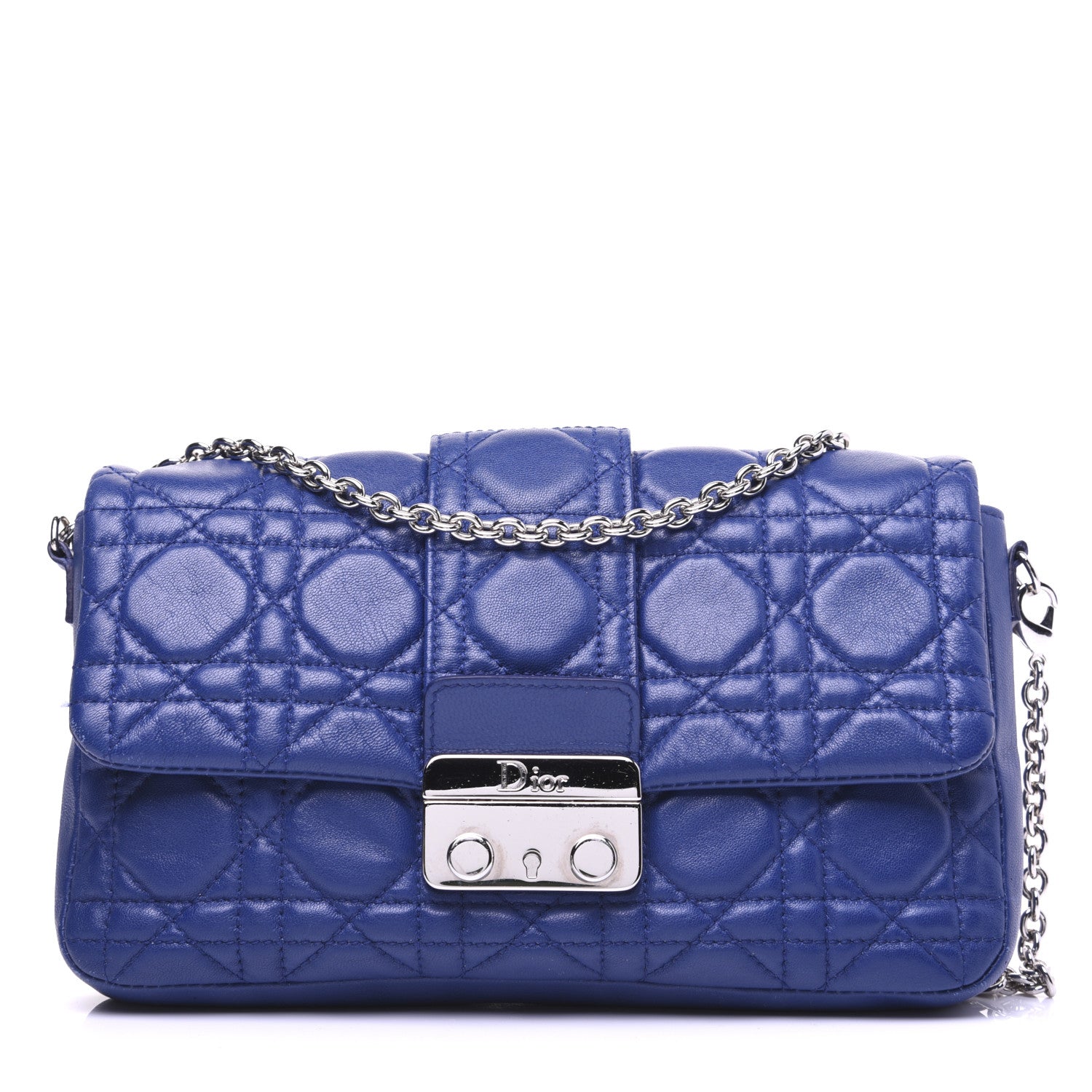 Christian Dior Lambskin Cannage New Lock Pouch Blue 1 of 11