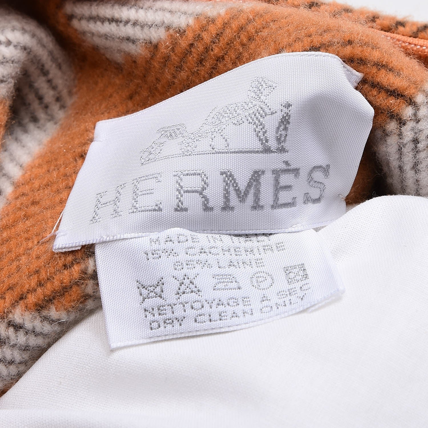 Hermes Wool Cashmere Avalon Pillow GM Ecru Potiron 5 of 5