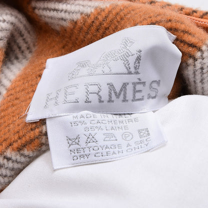Hermes Wool Cashmere Avalon Pillow GM Ecru Potiron 5 of 5