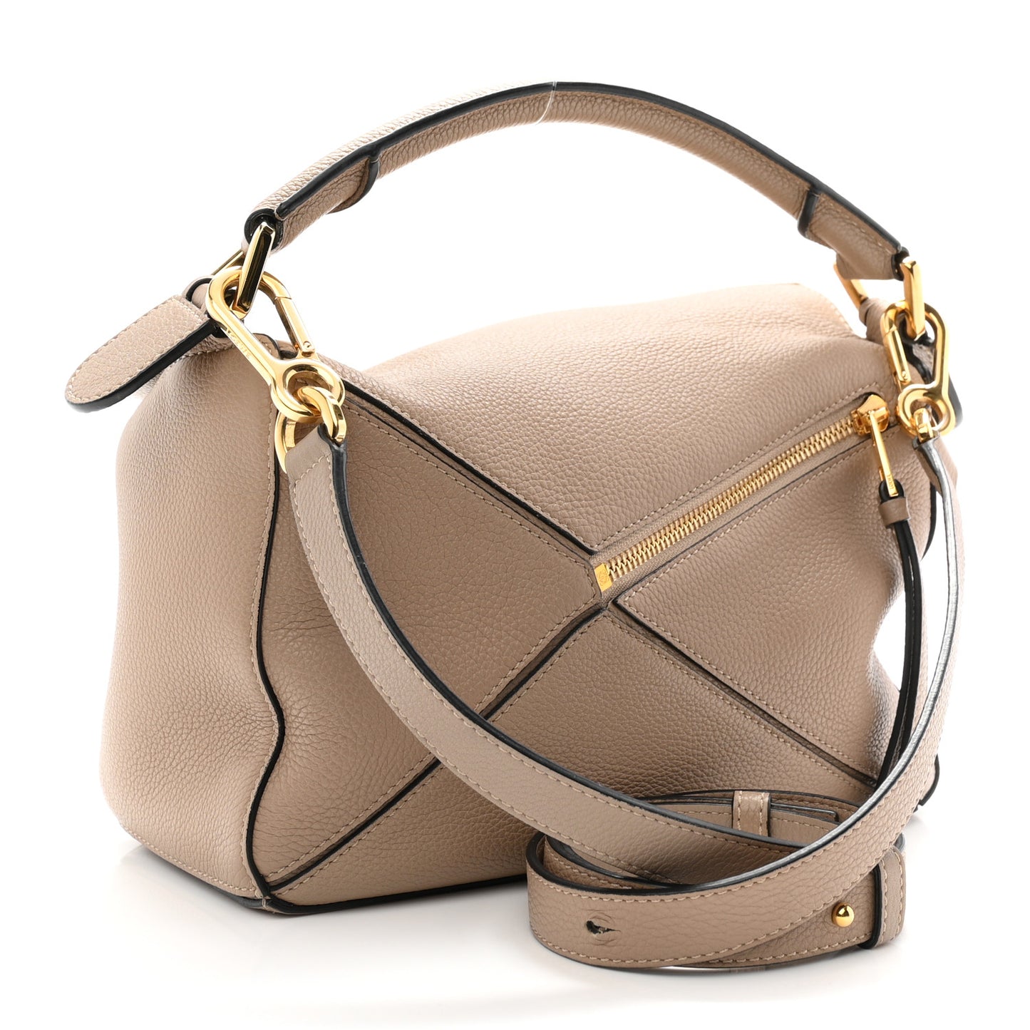 Grained Calfskin Small Puzzle Bag Sand