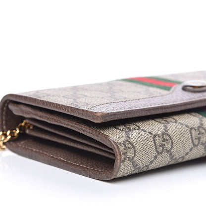 Gucci GG Supreme Monogram Web Ophidia Wallet On Chain Brown 8 of 11