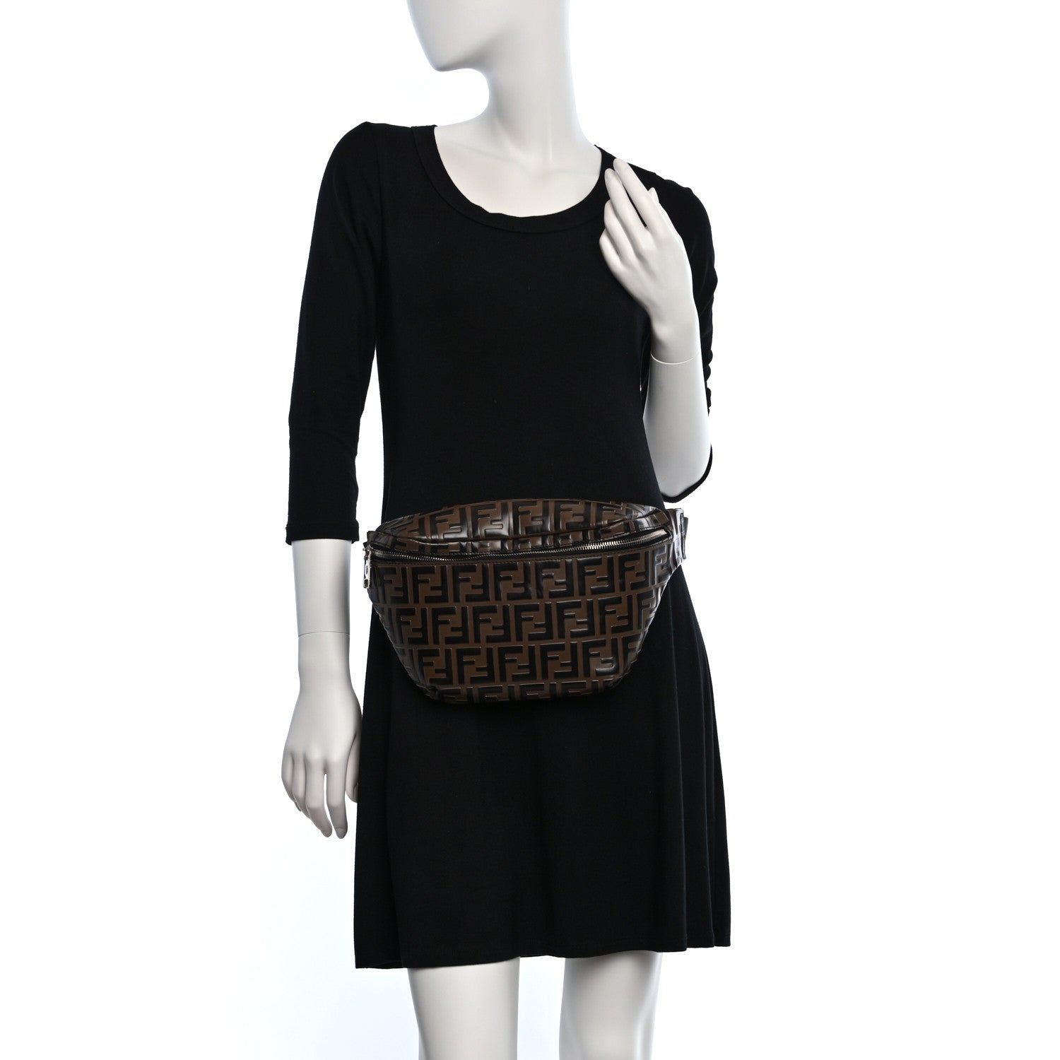 Fendi Vitello Century Bi-Color FF 1974 Embossed Belt Bag Maya Black 2 of 9