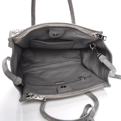 Prada Scamosciato Suede Studded Crystal Twin Pocket Tote Marmo 6 of 16