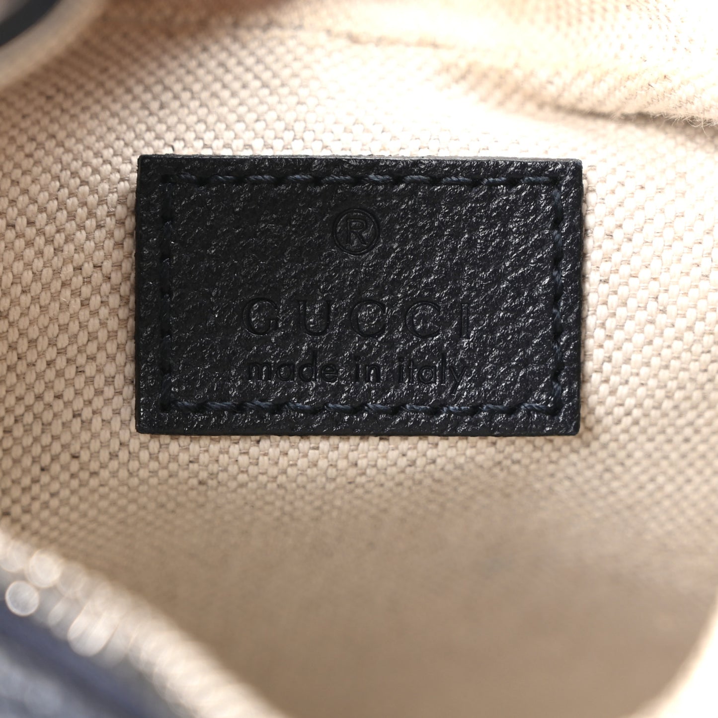 GG Supreme Monogram Textured Calfskin Web Small Attache Shoulder Bag Beige Blue