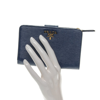 Prada Vitello Move Metal Compact Wallet Bleuette 2 of 7
