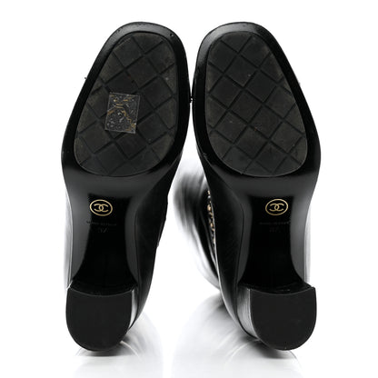 Chanel Calfskin Cap Toe Chain Boots 37 Black 5 of 9
