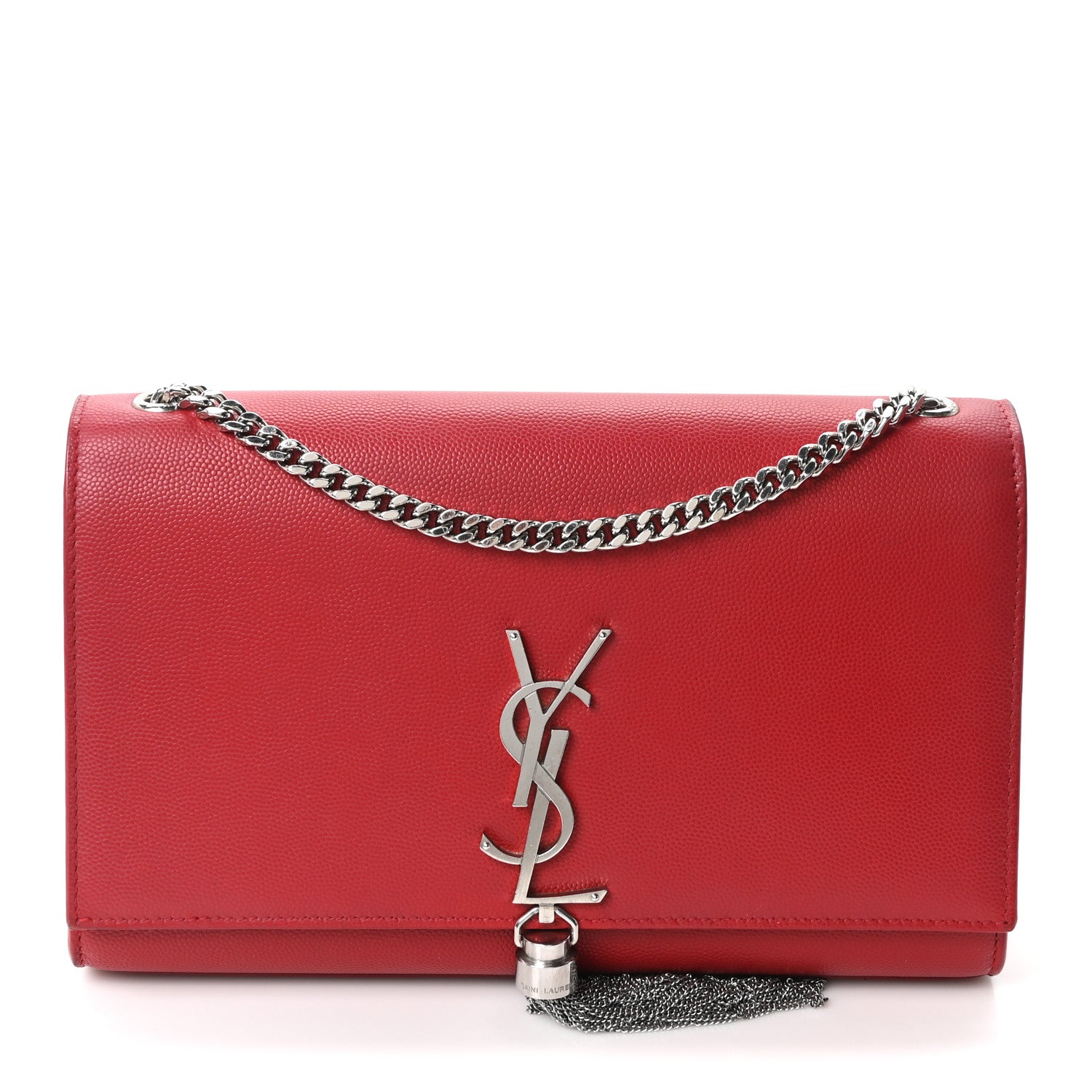 Saint Laurent Grain De Poudre Medium Classic Monogram Kate Tassel Satchel Rouge Eros 1 of 10