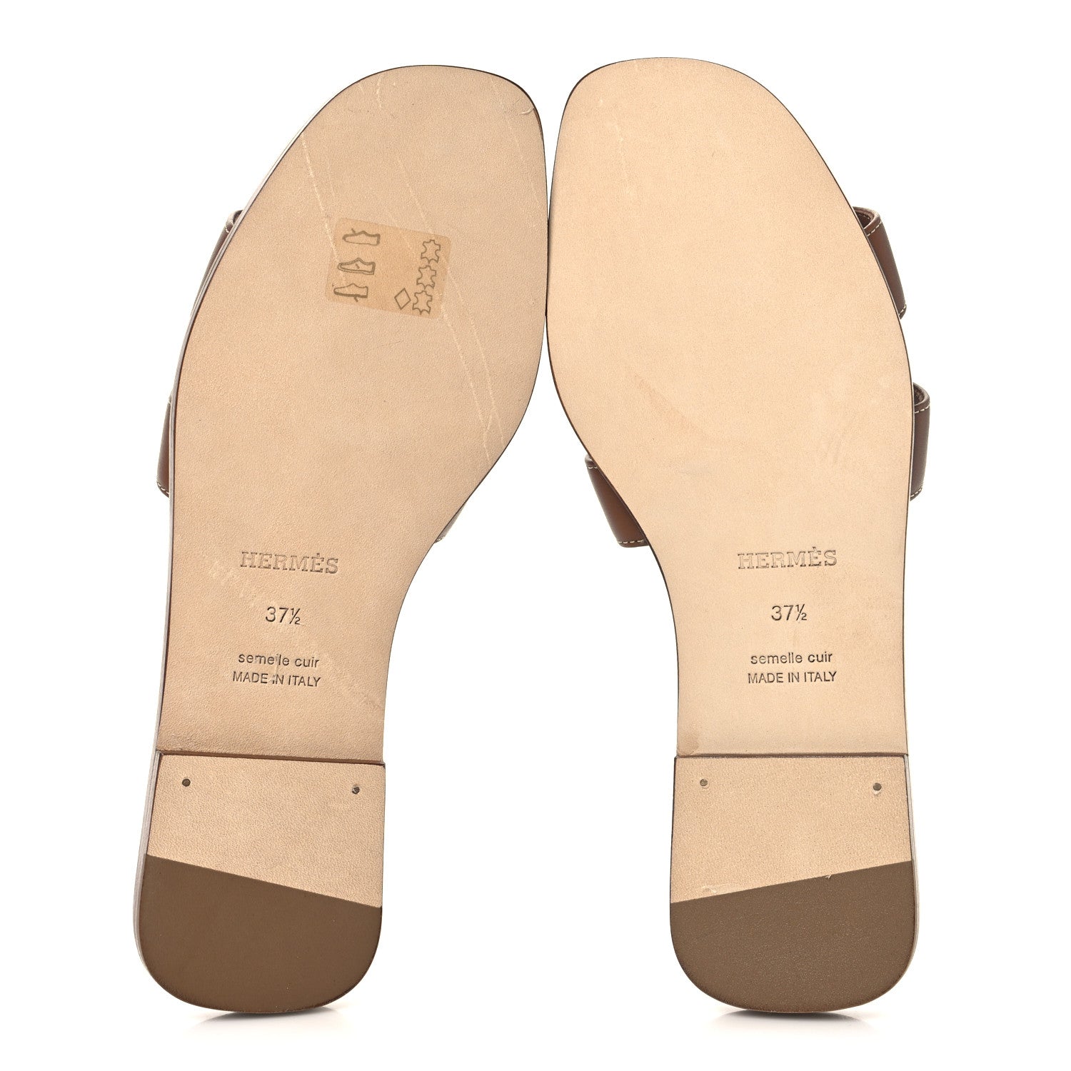 Hermes Box Calfskin Oran Sandals 37.5 Gold 6 of 9