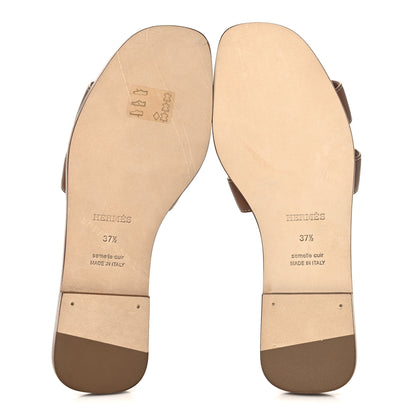 Hermes Box Calfskin Oran Sandals 37.5 Gold 6 of 9