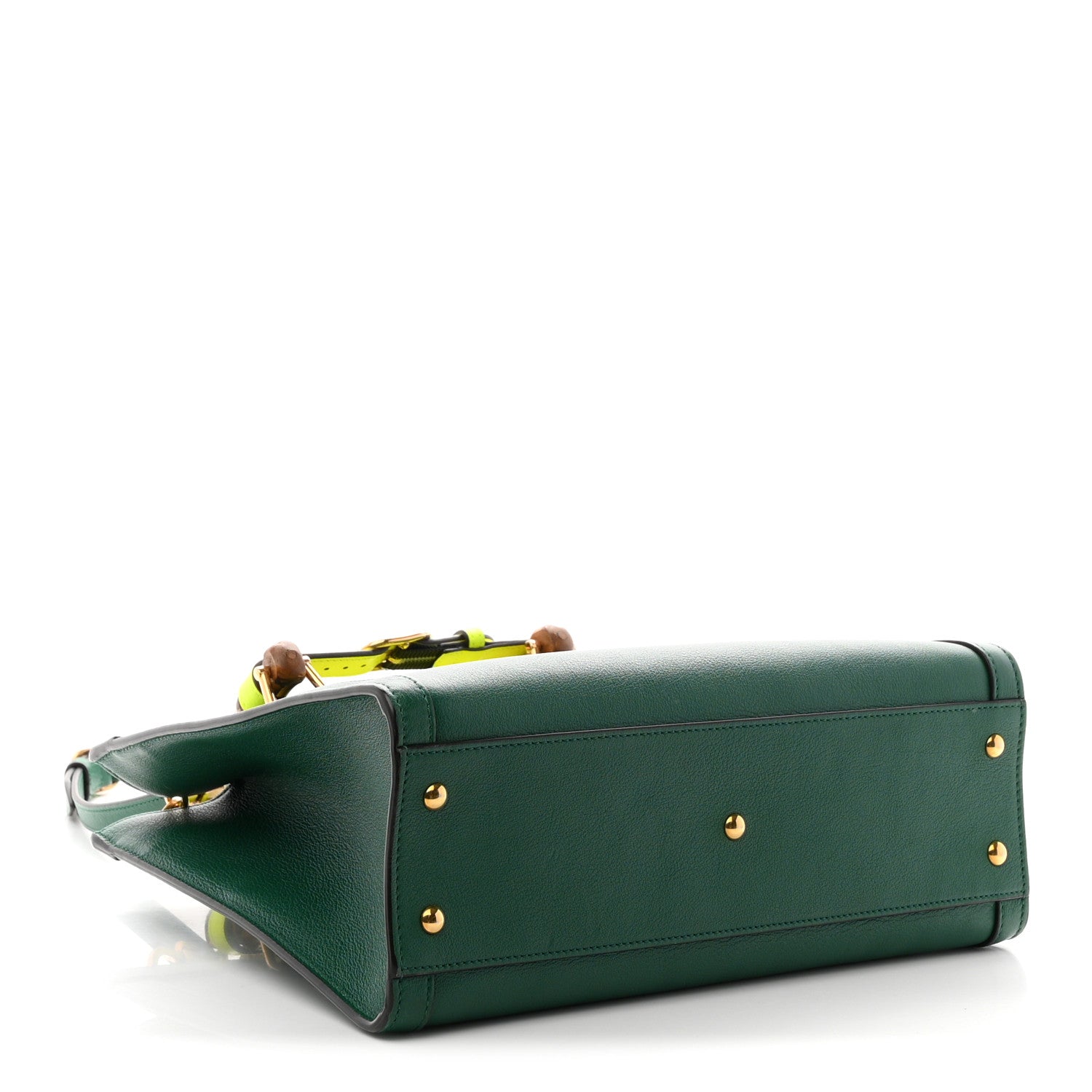 Gucci Wonka Grain Calfskin Small Diana Tote Bag Green Yellow Fluo 4 of 10