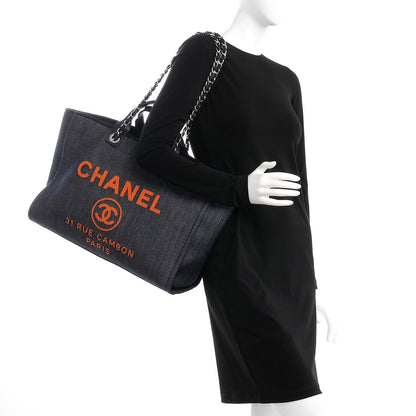 Chanel Canvas Large Deauville Tote Blue Orange 2 of 8