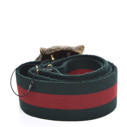 Gucci Web Feline Buckle Belt 90 36 Green Red 2 of 4
