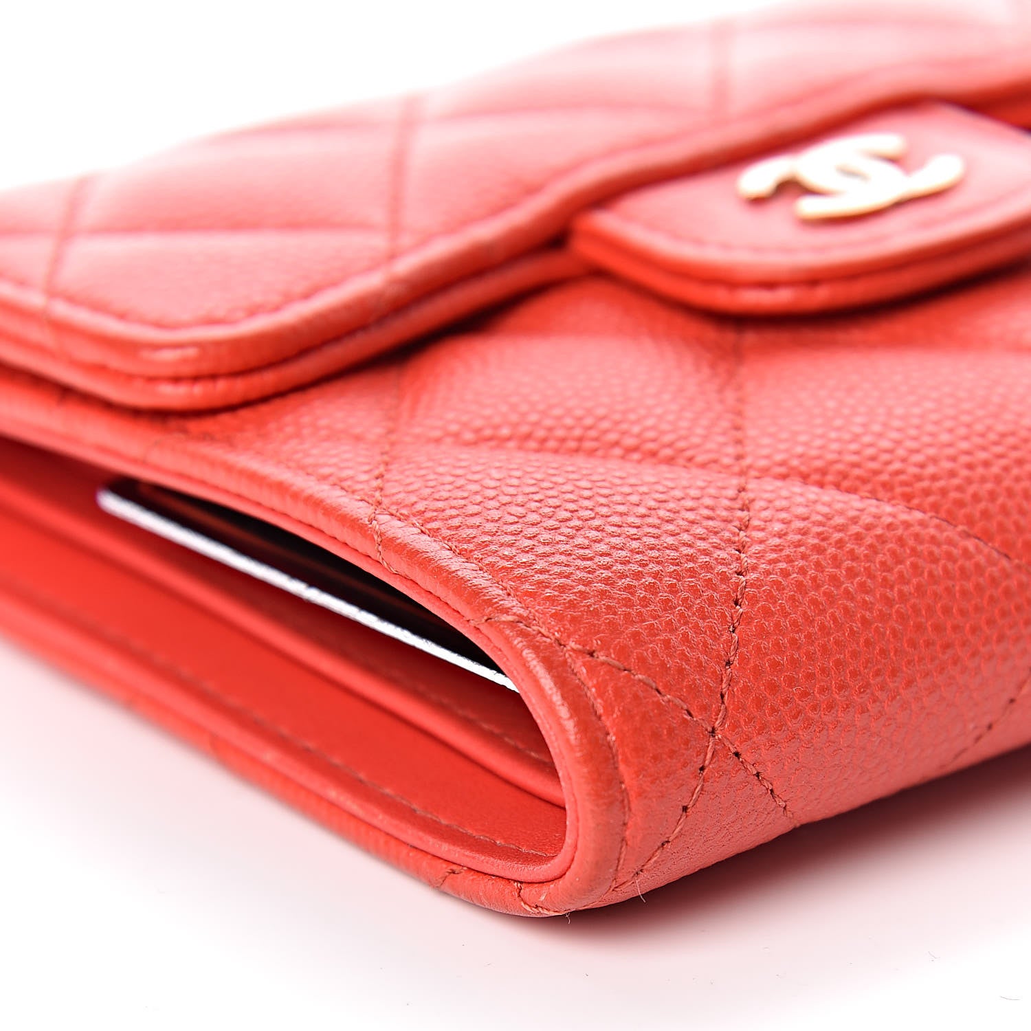 Chanel Caviar Quilted Compact Flap Wallet Red 8 of 12