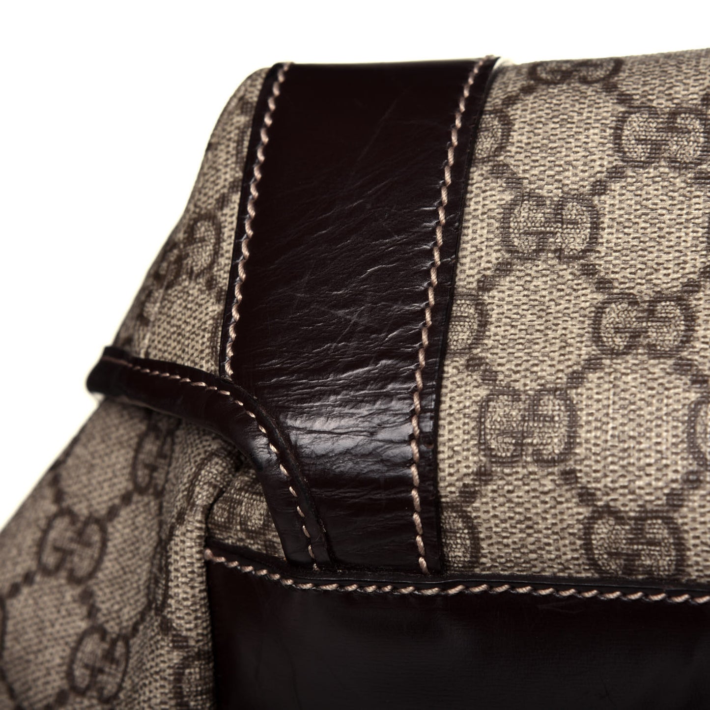 GG Supreme Monogram Large Interlocking G Double Buckle Backpack Dark Brown