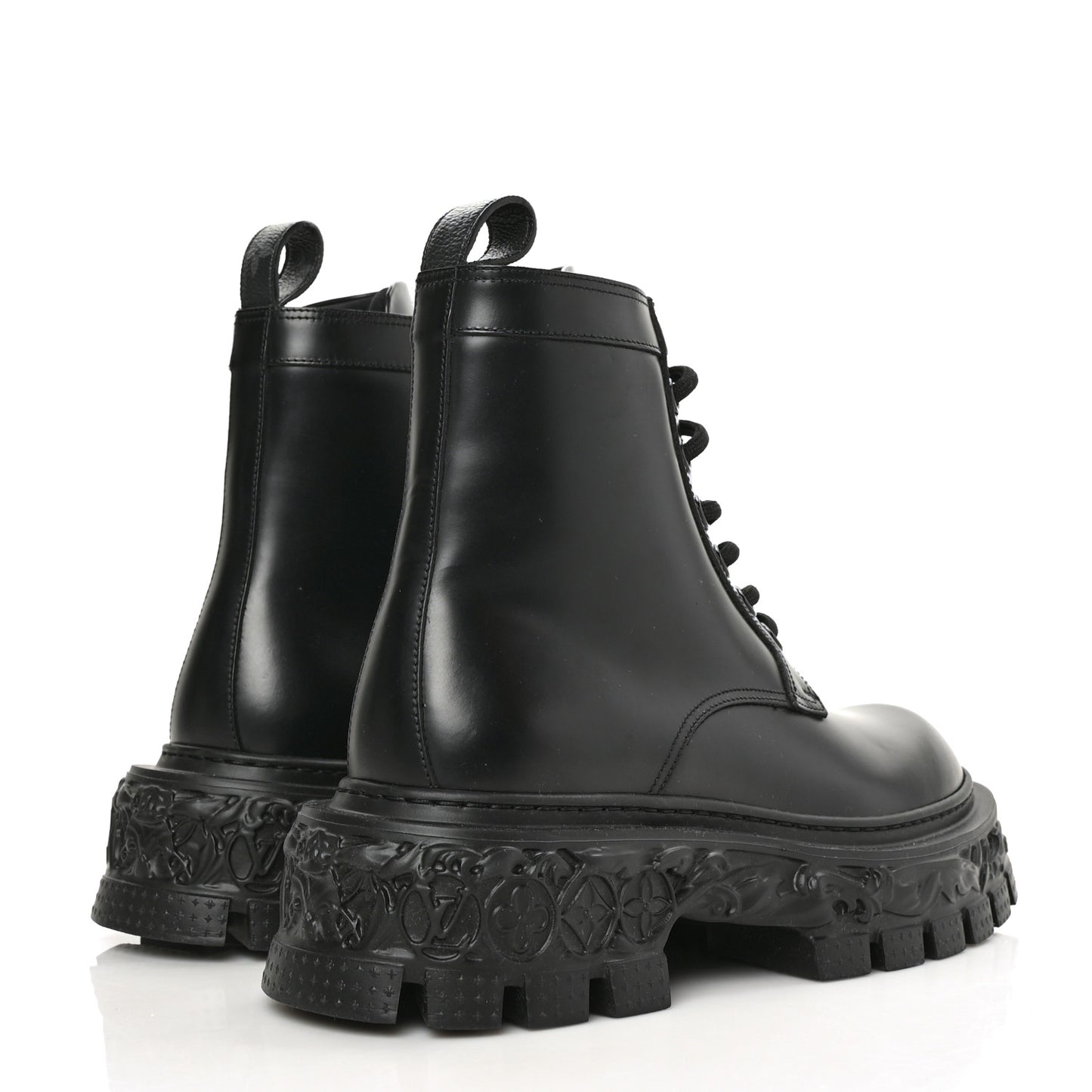 Calfskin Baroque Flat Ranger Boots 7.5 Black