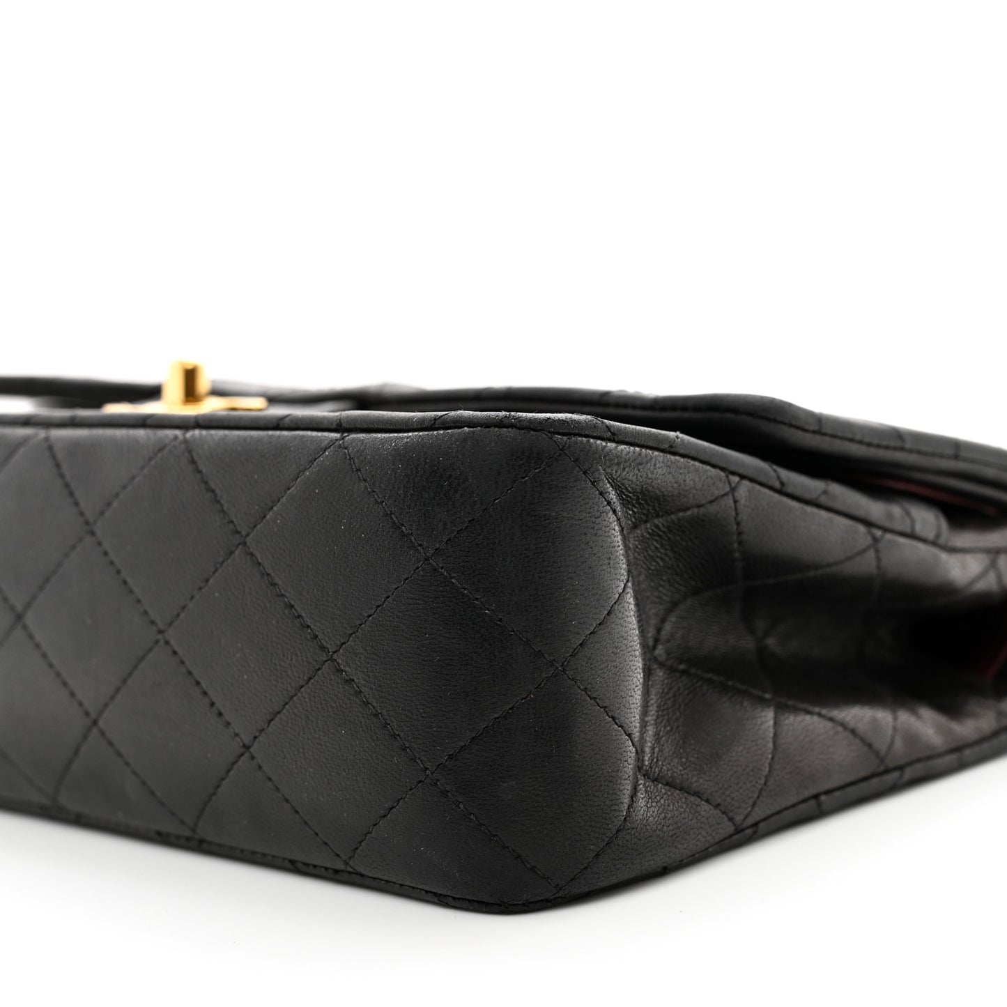 Lambskin Quilted Medium Double Flap Black