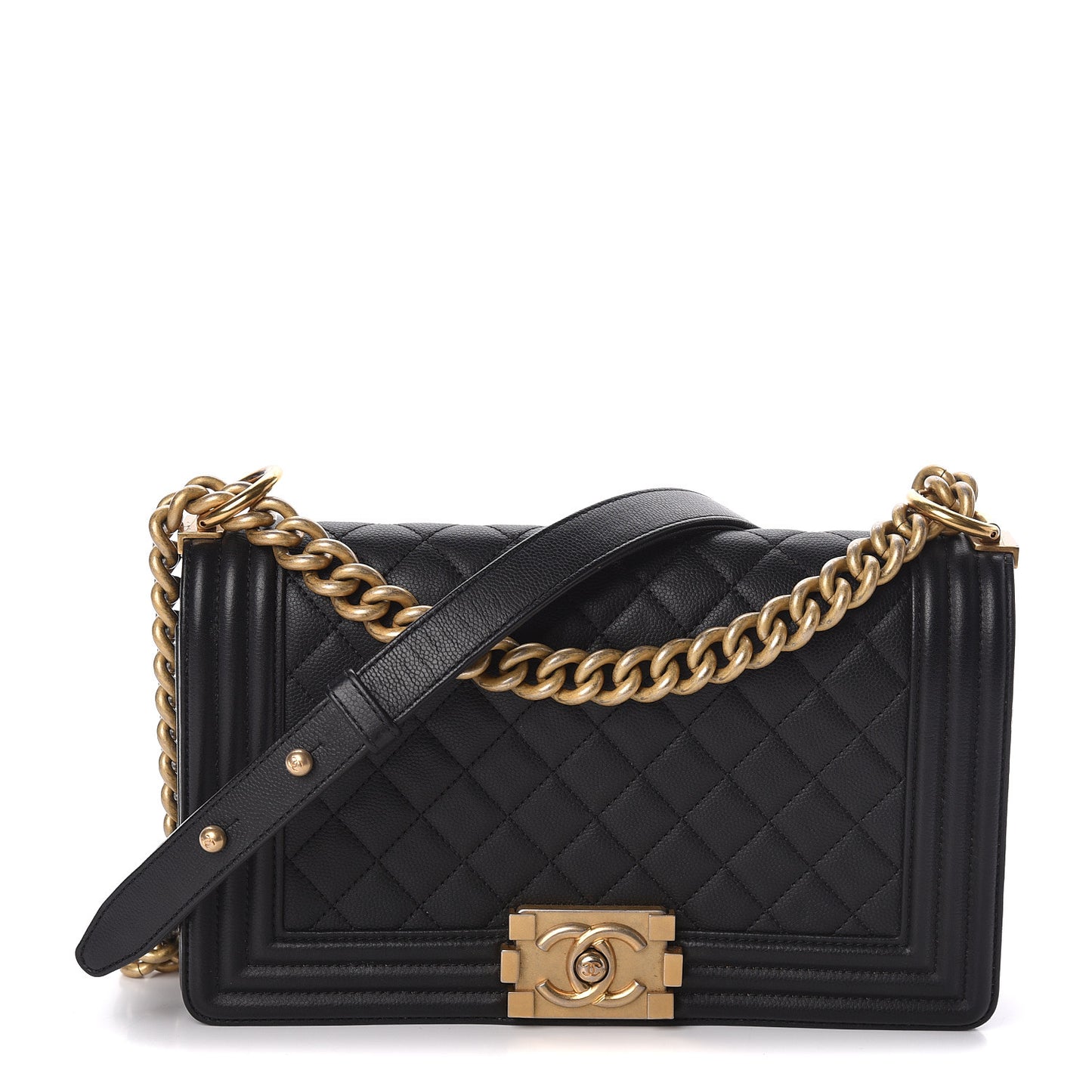 Caviar Quilted Medium Boy Flap Black