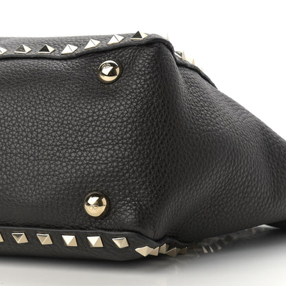 Valentino Garavani Grained Calfskin Small Rockstud Tote Black 9 of 9