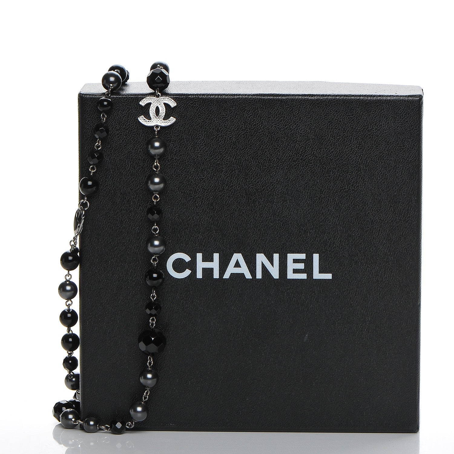 Chanel Ruthenium Beaded CC Long Necklace Black 6 of 6