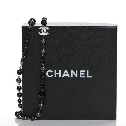 Chanel Ruthenium Beaded CC Long Necklace Black 6 of 6