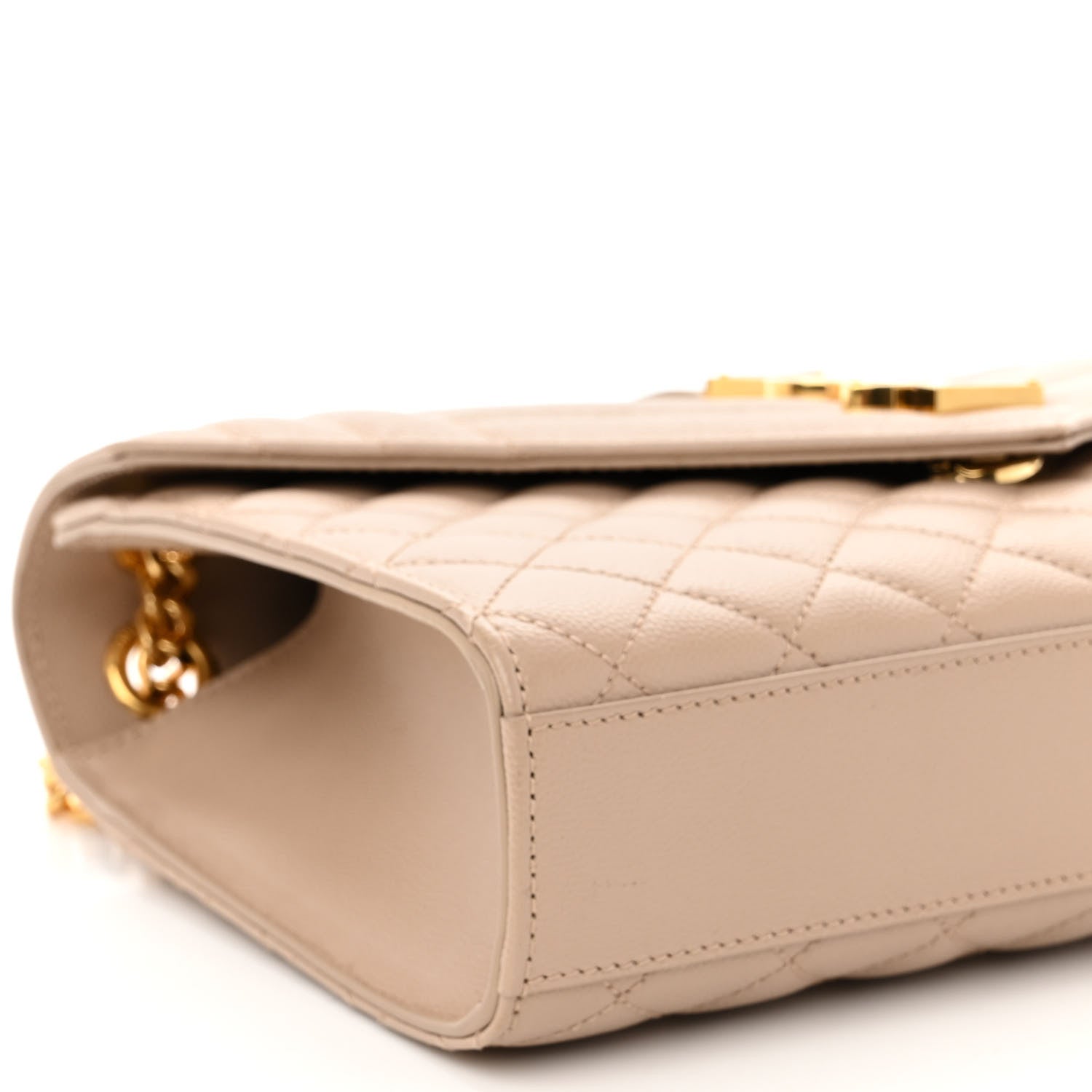 Saint Laurent Grain De Poudre Textured Mixed Matelasse Medium Triquilt Monogram Satchel Dark Beige 8 of 9