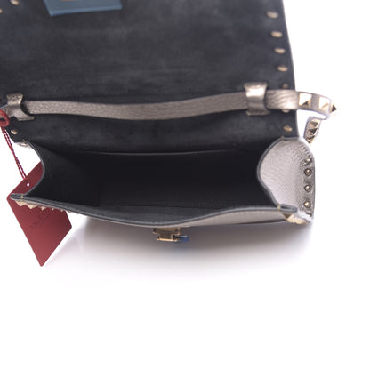 Valentino Garavani Metallic Pebbled Calfskin Medium Rockstud Flip Lock Crossbody Bag Sasso 5 of 12