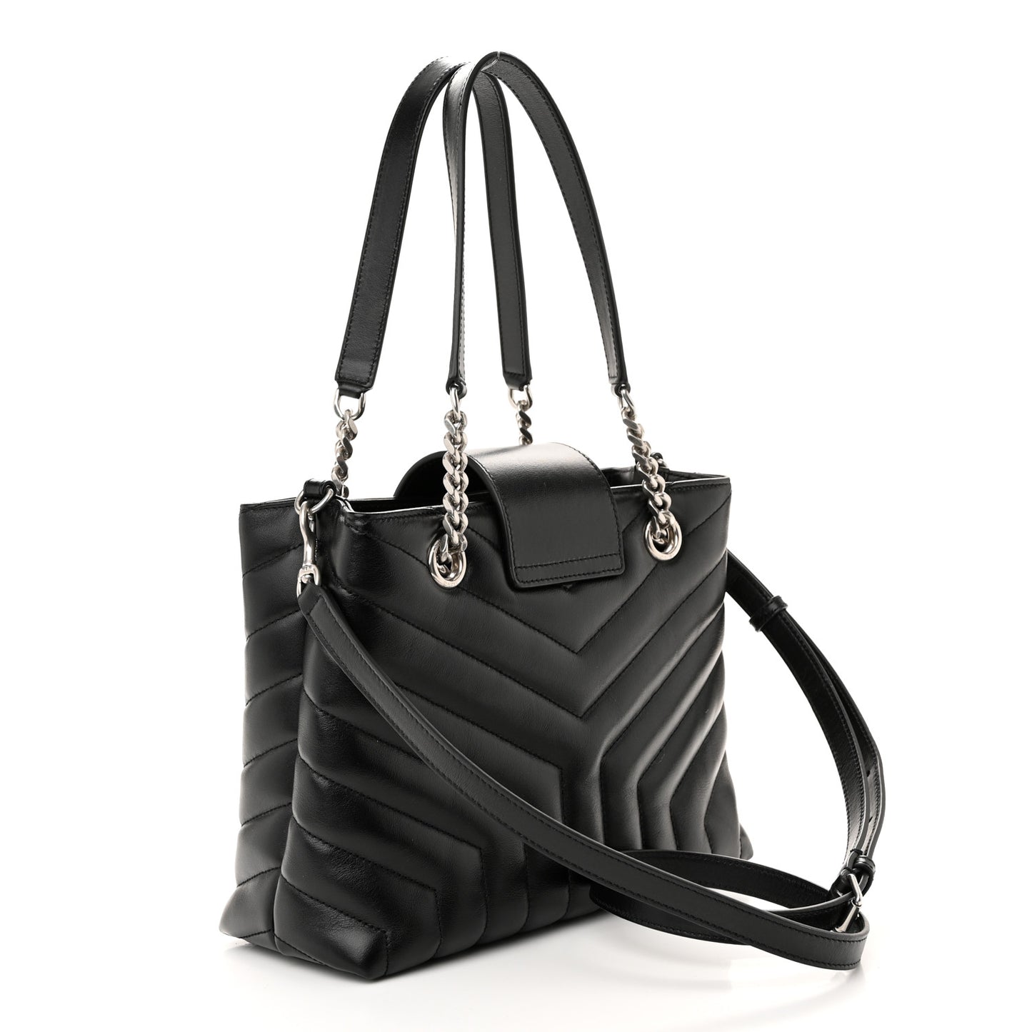 Calfskin Y Quilted Monogram Small Loulou Shopper Black