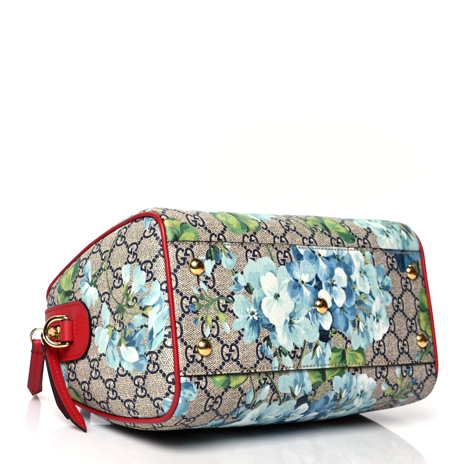 Gucci GG Supreme Monogram Blooms Small Boston Beige Blue Navy Hibiscus Red 4 of 12
