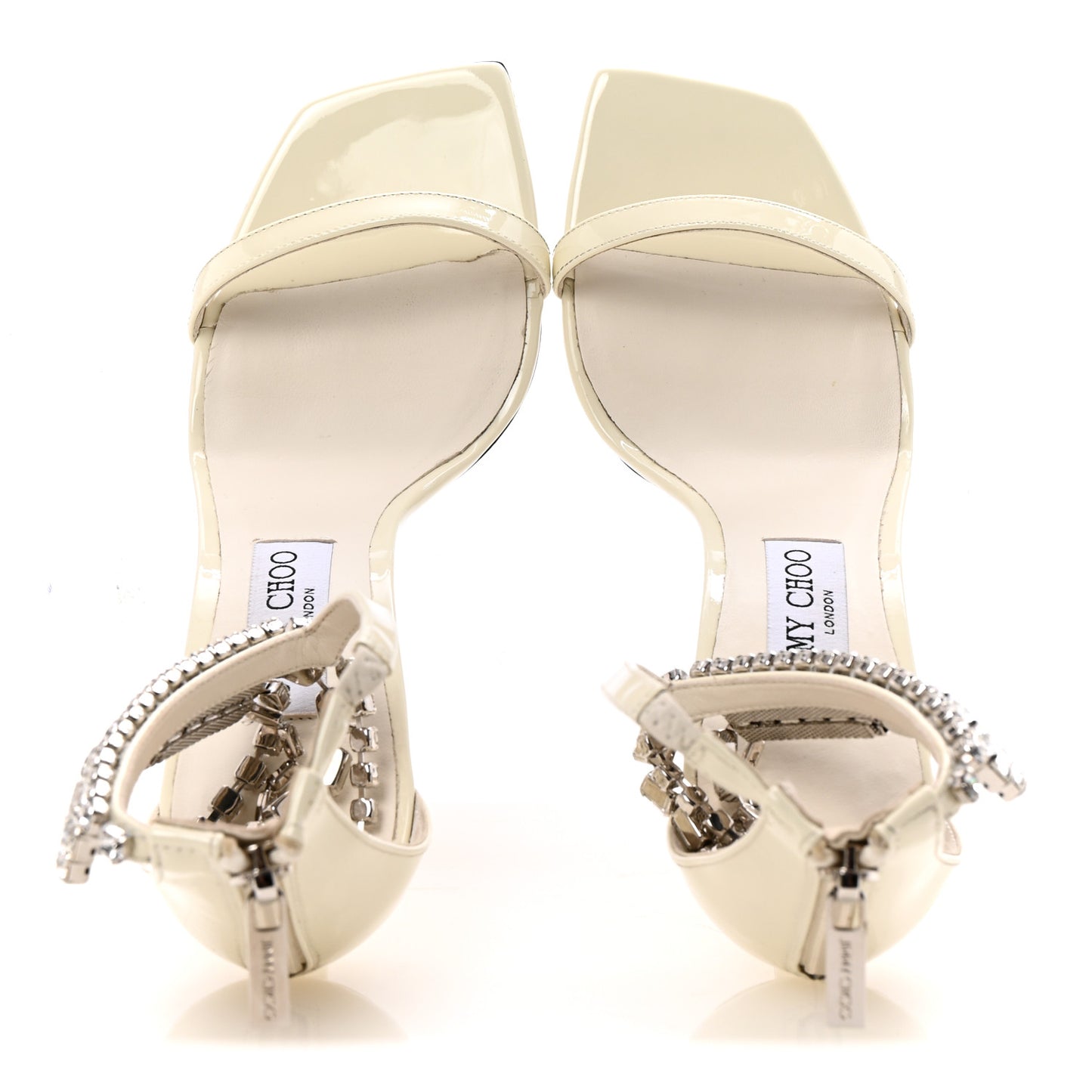 Patent Crystal Verity 100 Sandals 38.5 Latte
